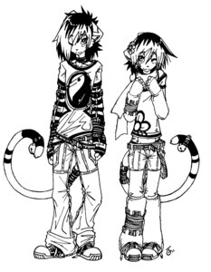 Rating: Safe Score: 0 Tags: clothing domestic_cat duo e621 felid feline felis femboy flower glamfur kyubi_kun kyubun line_art male mammal monochrome muff_the_cat plant simple_background standing tail white_background yin_yang User: bunchy7s