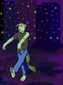 Rating: Safe Score: 0 Tags: anthro canid canine e621 fox fur fuzzycoma green_body green_fur male mammal night solo star tail undead zombie User: bunchy7s