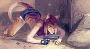 Rating: Safe Score: 0 Tags: 2014 3_toes all_fours anthro ass_up barefoot bottomwear clothed clothing daisy_dukes dash_ravo dasyuromorph denim denim_bottomwear denim_clothing denim_shorts e621 ear_piercing feet female fingerless_gloves gloves gun hair handgun handwear hotpants inner_ear_fluff kangaroo macropod mammal marsupial paws piercing pistol ranged_weapon recently_extinct_species reina_(ziggy-zerda) shorts solo thylacine toes tuft weapon yellow_eyes User: bunchy7s
