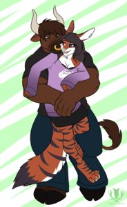 Rating: Safe Score: 0 Tags: anthro barefoot bovid bovine clothed clothing densetsu_tenspirits digital_media_(artwork) duo e621 facial_piercing feet felid female full-length_portrait fully_clothed heart_symbol hi_res hooves hybrid lagomorph leporid male mammal nose_piercing nose_ring pantherine piercing portrait rabbit rebel_born ring_piercing romantic romantic_couple septum_piercing size_difference smile strider_auroch tail the_spiner tiger vallhound User: bunchy7s