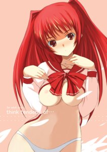 Rating: Explicit Score: 0 Tags: 1girls blush bottomless breasts brown_eyes clothing female kousaka_tamaki long_hair medium_breasts no_pants panties red_hair rule34 school_uniform serafuku shijou_sadafumi shirt shirt_lift solo tied_hair to_heart_(series) to_heart_2 twintails underwear white_panties User: bunchy7s