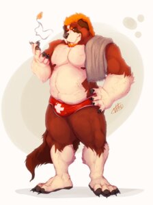 Rating: Questionable Score: 0 Tags: 2013 anthro biped black_nose boris_(vetrowolf) brown_body brown_fur bulge canid canine canis claws clothed clothing domestic_dog e621 fur hair hi_res lifeguard looking_at_viewer male mammal molosser mountain_dog musclegut muscular muscular_anthro muscular_male orange_hair overweight overweight_anthro overweight_male saint_bernard solo speedo standing swimwear topless towel vetrowolf white_body white_fur User: bunchy7s