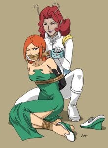 Rating: Questionable Score: 0 Tags: 2girls antennae arms_behind_back barrette blue_eyes bondage bound breasts dress earrings elbow_gloves female female_only gag gagged hair highres kidnapping laureline looking_at_viewer mole mole_under_eye one_eye_closed orange_hair purple_lips redhead rule34 short_hair simple_background smile suit tied valerian_and_laureline User: bunchy7s