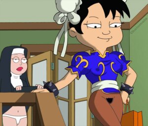 Rating: Explicit Score: 0 Tags: 2girls akiko_yoshida american_dad asian asian_female chainmale chun-li_(cosplay) color cosplay female female_only francine_smith human multiple_females multiple_girls nun's_habit pussy rule34 street_fighter unshaved_pussy User: bunchy7s