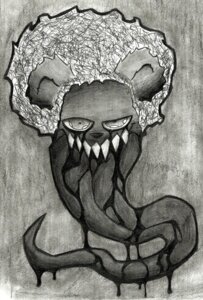 Rating: Questionable Score: 0 Tags: afro afrosoldier303 ambiguous_gender bear blood bodily_fluids creepy dark dream e621 feral graphite_(artwork) hair hi_res insane looking_at_viewer mammal monochrome nightmare_fuel solo tongue traditional_media_(artwork) User: bunchy7s