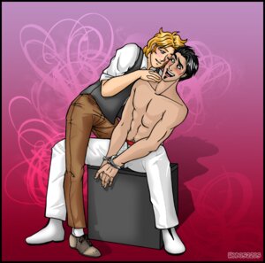 Rating: Explicit Score: 0 Tags: 2boys abs anthony_j_crowley aziraphale black_hair blonde_hair blush blushing clothed clothing cuff_(restraint) cuffed cuffs dark_hair gay good_omens halo_bender hjbender male male/male male_focus male_only melanthe quantum_witch rule34 semi_clothed shirtless tagme User: bunchy7s