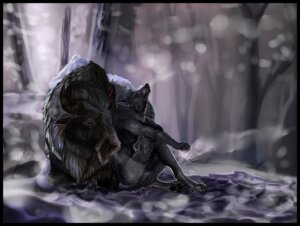 Rating: Safe Score: 0 Tags: ambiguous_gender anthro bison black_body black_border black_fur border bovid bovine breath canid canine canis cold dead_tree duo e621 feral forest frost fur grey_markings horn lying male mammal markings nude outside plant sitting snow snow-wolf snow-wolf601 tree winter wolf User: bunchy7s
