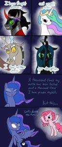 Rating: Safe Score: 0 Tags: 2012 antlers armor arthropod black_hair blue_body blue_eyes blue_feathers blue_hair changeling_(mlp) chimera comic crown cutie_mark discord_(mlp) draconequus e621 earth_pony english_text equid equine eye_mist fangs feathered_wings feathers female feral friendship_is_magic green_eyes green_hair group hair hasbro headgear hi_res horn horse king_sombra_(mlp) letterbox long_hair looking_at_viewer lulubell male mammal multicolored_hair my_little_pony mythological_creature mythological_equine mythology pink_hair pinkie_pie_(mlp) pony princess princess_celestia_(mlp) princess_luna_(mlp) queen_chrysalis_(mlp) red_eyes royalty smile smoking_eyes tail teeth text unicorn winged_unicorn wings User: bunchy7s