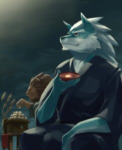 Rating: Safe Score: 0 Tags: 5_fingers anthro bodily_fluids brown_body brown_eyes brown_fur brown_hair canid canine canis clothed clothing duo e621 eye_scar facial_scar felid fingers fully_clothed fur furniture hair holding_object japanese lion male mammal outside pantherine red_eyes saliva scar sitting sky_gomi solo_focus table white_body white_fur white_hair wolf User: bunchy7s