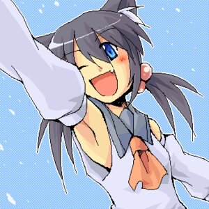 Rating: Questionable Score: 0 Tags: 1:1 animal_humanoid black_hair blue_eyes cat_humanoid clothing digital_media_(artwork) e621 felid felid_humanoid feline feline_humanoid female hair humanoid low_res mammal mammal_humanoid oekaki one_eye_closed solo uniform unknown_artist User: bunchy7s
