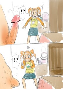 Rating: Explicit Score: 0 Tags: bar_censor censored female flaccid hungry idolmaster male penis raglan_sleeves rice rule34 takatsuki_yayoi tied_hair twintails urajirou User: bunchy7s