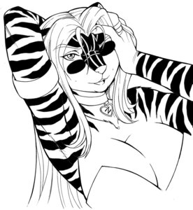 Rating: Safe Score: 0 Tags: anthro big_breasts black_and_white black_eyes breasts cleavage clothed clothing collar digital_media_(artwork) e621 eyewear felid female hair hybrid long_hair mammal max_blackrabbit mephitid monochrome open_mouth pantherine skunk solo sunglasses tiger tongue zig_zag User: bunchy7s