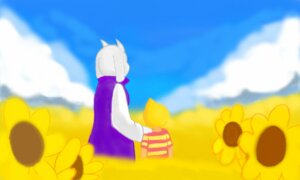 Rating: Safe Score: 0 Tags: 5:3 ambiguous_gender anthro blonde_hair boss_monster_(undertale) bovid caprine clothed clothing cloud colors!_3d_(artwork) crossover digital_media_(artwork) duo e621 earthbound_(series) field flower fur hair hi_res horn human lucas_(earthbound) male mammal meadow nintendo outside paws plant sky standing sunflower toriel undertale undertale_(series) vappyvap_(artist) white_body white_fur User: bunchy7s