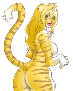 Rating: Questionable Score: 0 Tags: anthro breasts butt digital_media_(artwork) e621 felid female half-length_portrait mammal pantherine portrait side_boob simple_background solo stripes tail tiger unavailable_at_source unknown_artist white_background User: bunchy7s
