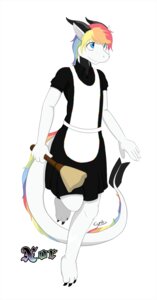 Rating: Safe Score: 0 Tags: anthro biped cleaning_tool clothed clothing crossdressing cynik dragon e621 feather_duster femboy hair hi_res horn maid_uniform male mythological_creature mythological_scalie mythology rainbow scalie solo standing tail uniform xor User: bunchy7s