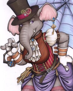 Rating: Safe Score: 0 Tags: alternative_fashion anthro clock clothing corset e621 ear_piercing elephant elephantid female hat headgear headwear horn j-fashion jewelry key lingerie lizardbeth lolita_(fashion) mammal piercing proboscidean proboscis_(anatomy) purple_eyes solo steampunk steampunk_lolita top_hat topwear trunk_(anatomy) tusks umbrella watch User: bunchy7s