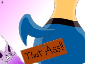 Rating: Safe Score: 0 Tags: 4:3 ambiguous_gender anthro big_butt black_body black_fur blue_body blue_eyes blue_fur butt canid canine duo e621 eeveelution english_text espeon fur generation_2_pokemon generation_4_pokemon lucario mammal nintendo pink_body pink_fur pokemon pokemon_(species) raised_tail sign silentshyguy tail teeth text wide_hips yellow_body yellow_fur User: bunchy7s