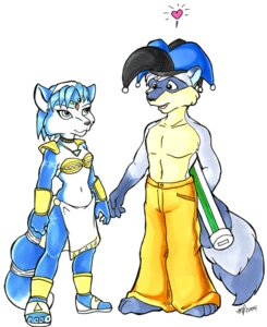 Rating: Safe Score: 0 Tags: 2004 anthro blue_body blue_fur blue_hair bottomwear caliosidhe canid canine clothed clothing duo e621 female fox fur glaide hair hat headgear headwear heart_symbol jester krystal_(star_fox) loincloth male male/female mammal markings midriff navel nintendo open_mouth oversized_bottomwear oversized_clothing oversized_pants pants plantigrade procyonid raccoon ring_(marking) ringed_tail simple_background star_fox striped_markings striped_tail stripes tail tail_markings topless topless_male white_background white_body white_fur User: bunchy7s