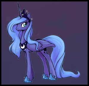 Rating: Safe Score: 0 Tags: 2011 black_border blue_body blue_feathers blue_hair border crown cutie_mark e621 equid equine feathered_wings feathers female feral friendship_is_magic hair hasbro headgear horn long_hair mammal my_little_pony mythological_creature mythological_equine mythology nycket princess_luna_(mlp) purple_background quadruped simple_background smile solo sparkles tail winged_unicorn wings User: bunchy7s