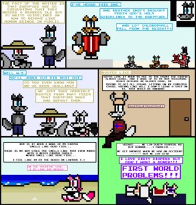 Rating: Questionable Score: 0 Tags: ageplay anthro clean_diaper clothed clothing comic dialogue diaper digital_media_(artwork) e621 english_text female hate infantilism kyle_bridgett male pixel_(artwork) profanity roleplay tail text ultimate_babyfur_webcomic unknown_artist wearing_diaper what User: bunchy7s