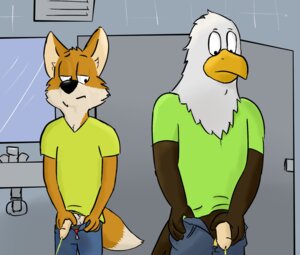 Rating: Explicit Score: 0 Tags: 2014 accipitrid accipitriform anthro avian axl bald_eagle bathroom beak being_watched bird bodily_fluids bottomwear canid canine clothed clothing dan_(paintfox) duo e621 eagle feathers flaccid fox fur genital_fluids genitals hi_res inside looking_at_another looking_at_genitalia looking_at_penis male male_peeing mammal open_bottomwear open_clothing open_pants paintfox pants peeing peeing_together penis penis_poking_out penis_size_difference public_restroom sea_eagle standing stare urinal_peeking urine urine_stream voyeur watersports User: bunchy7s