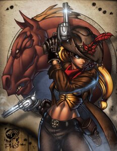 Rating: Safe Score: 0 Tags: alternate_species ambiguous_gender applejack_(mlp) belt bullet_hole clothing coat cowboy_hat e621 equid equine feathers female friendship_is_magic gloves green_eyes gun hair handgun handwear hasbro hat headgear headwear holster horse human humanized kerchief long_hair longcoat mammal mastafuu my_little_pony phn ranged_weapon revolver scarf solo teeth topwear vest weapon western white_eyes wide_hips wild_west User: bunchy7s
