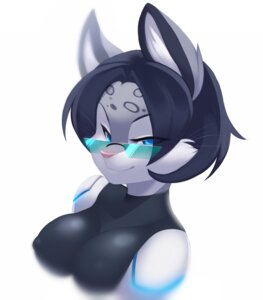 Rating: Questionable Score: 0 Tags: anthro black_hair blue_eyes breasts bust_portrait clothed clothing digital_media_(artwork) e621 eyewear felid female fur glasses grey_body grey_fur hair hi_res kanel leopard looking_at_viewer mammal nipples odessa_weird pantherine pink_nose portrait smile snow_leopard solo topless User: bunchy7s