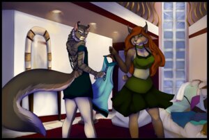 Rating: Safe Score: 0 Tags: 2013 bracelet clothed clothing collar dress duo e621 felid female firetally fluffy fluffy_tail green_eyes hair holding_object inside jewelry lights long_hair looking_at_viewer mammal red_hair standing tail window yellow_eyes User: bunchy7s
