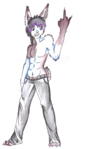 Rating: Safe Score: 0 Tags: alternative_fashion anthro bottomwear clothed clothing darkgothbunny e621 full-length_portrait gesture goth grey_bottomwear grey_clothing grey_pants hand_gesture lagomorph leporid looking_at_viewer male mammal middle_finger pants portrait rabbit simple_background solo taelune topless white_background User: bunchy7s