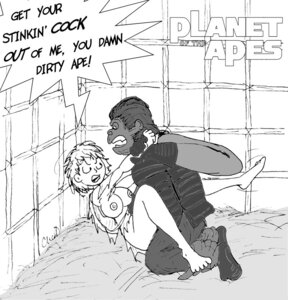 Rating: Explicit Score: 0 Tags: 1boy 1girls 2d ape barefoot breasts cheo clothes dialogue english_text female fur george_taylor greyscale hair haplorhine human indoors interspecies male monochrome nipples planet_of_the_apes planet_of_the_apes_(1968) primate rape rule34 rule_63 sex short_hair side_view speech_bubble text torn_clothes zoophilia User: bunchy7s