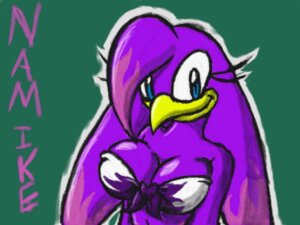 Rating: Questionable Score: 0 Tags: 4:3 anthro avian beak big_breasts bird blue_eyes breasts cleavage clothed clothing e621 female green_background hirundinid non-mammal_breasts oscine passerine purple_body sega simple_background solo sonic_riders sonic_the_hedgehog_(series) swallow_(bird) uzzthehedgehog wave_the_swallow User: bunchy7s