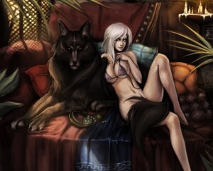 Rating: Questionable Score: 0 Tags: 5:4 alternate_version_at_source blue_eyes breasts canid canine canis duo e621 female feral hair human long_hair looking_at_viewer mammal ninjatic nipples quadruped red_eyes tail white_hair wolf User: bunchy7s