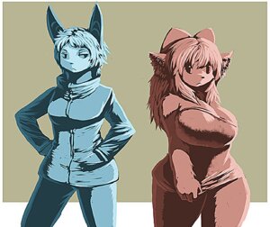Rating: Safe Score: 0 Tags: accessory anthro big_breasts bow_(feature) bow_accessory bow_ribbon breasts canid canine cleavage clothed clothing digital_media_(artwork) duo e621 female hair_accessory hair_bow hair_ribbon low_res mammal myojinius oekaki overweight ribbons slightly_chubby unknown_species wide_hips User: bunchy7s