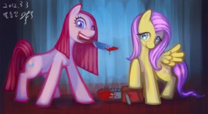 Rating: Questionable Score: 0 Tags: 2012 blood blue_eyes bodily_fluids chainsaw cutie_mark duo e621 earth_pony equid equine feathered_wings feathers female feral fluttershy_(mlp) friendship_is_magic hair hasbro heatboom horse knife looking_at_viewer mammal melee_weapon my_little_pony mythological_creature mythological_equine mythology pegasus pink_hair pinkamena_(mlp) pinkie_pie_(mlp) pony pony.mov power_tool quadruped shed.mov tail tools weapon wings yellow_body yellow_feathers User: bunchy7s