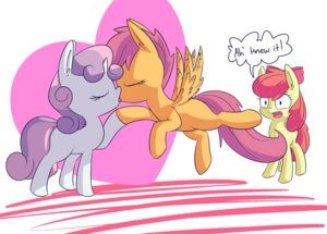 Rating: Questionable Score: 0 Tags: 2013 accessory apple_bloom_(mlp) bow_(feature) bow_accessory bow_ribbon cutie_mark_crusaders_(mlp) dialogue e621 earth_pony english_text equid equine eyes_closed feathered_wings feathers female female/female feral french_kissing friendship_is_magic group hair hair_accessory hair_bow hair_ribbon handsockz hasbro heart_symbol hi_res horn horse kissing mammal multicolored_hair my_little_pony mythological_creature mythological_equine mythology orange_body orange_feathers pegasus pink_hair pony purple_hair red_hair ribbons scootaloo_(mlp) simple_background sweetie_belle_(mlp) tail text two_tone_hair unicorn white_background wing_boner wings young young_feral User: bunchy7s