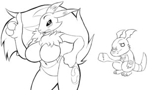 Rating: Questionable Score: 0 Tags: 2010 anthro bandai_namco big_breasts black_sclera breasts canid canine clothing digimon digimon_(species) digital_hazard duo e621 exclamation_point female fur gesture guilmon hand_gesture inverted_zero_unit male mammal markings monochrome navel panties renamon scalie shardprime simple_background symbol tail thumbs_up underwear white_background wide_hips zero_unit User: bunchy7s