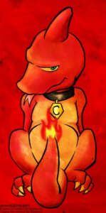 Rating: Safe Score: 0 Tags: 2007 blue_eyes censored charem charmeleon collar convenient_censorship covering covering_crotch covering_self devillo e621 english_text fan_character fire flaming_tail generation_1_pokemon hi_res male nintendo orange_body orange_skin pokemon pokemon_(species) red_theme scalie signature solo tail tail_censorship text User: bunchy7s