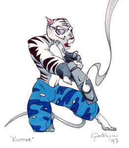 Rating: Safe Score: 0 Tags: 1997 anthro biped chris_goodwin clothed clothing e621 eye_patch eyewear felid fingerless_gloves gloves gun handwear kneeling male mammal pantherine ranged_weapon simple_background smoke solo stripes tail tiger topless weapon white_background User: bunchy7s