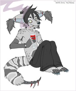 Rating: Safe Score: 0 Tags: alcohol alternative_fashion anthro barefoot beverage biped black_hair blue_eyes bottomwear chelsea_hawk cigarette claws clothed clothing e621 ear_piercing emo feet glamfur glass hair hindpaw holding_glass holding_object male mammal pants paws piercing short_hair simple_background skihi smoke smoking solo tail teeth toe_claws topless white_background zeriara User: bunchy7s