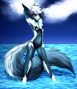 Rating: Questionable Score: 0 Tags: anthro biped breasts canid canine clothed clothing cloud cool_colors e621 female fennec_fox fluffy fluffy_tail fox long_tail mammal night nipple_tape otania pacmancorp pasties red_eyes skimpy slim solo standing star tail tape topless true_fox water User: bunchy7s