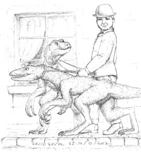 Rating: Safe Score: 0 Tags: asthexiancal black_and_white bowler_hat classy clothing detailed detailed_background dinosaur domestic_pet dromaeosaurid e621 feral group hat headgear headwear hi_res human leash male male_human mammal monochrome prehistoric_species reptile saurischian scalie tail theropod velociraptor User: bunchy7s