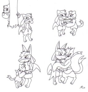 Rating: Safe Score: 0 Tags: anthro black_and_white canid canine digitigrade duo e621 female fur generation_4_pokemon generation_5_pokemon hiding hug love lucario male mammal metalatias5 mienfoo mienshao monochrome nintendo plant pokemon pokemon_(species) riolu tail tree User: bunchy7s