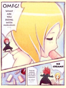 Rating: Questionable Score: 0 Tags: 1boy 1girls axel_(kingdom_hearts) black_coat blonde-haired_female blonde_hair comic disney english female food footwear handwear human humor ice_cream innuendo kingdom_hearts kingdom_hearts_chain_of_memories male manyakis namine organization_xiii outerwear pale_skin penis red-haired_male red_hair rule34 sexually_suggestive square_enix User: bunchy7s