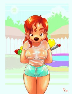 Rating: Questionable Score: 0 Tags: 2008 anthro biped bottomwear breasts camel_toe canid canine closed_smile clothed clothed_anthro clothed_female clothing disney e621 ear_piercing female female_anthro front_view goof_troop hair half-closed_eyes hands_behind_back hotpants joe_randel looking_at_viewer mammal markings medium_breasts mole_(marking) mouth_closed narrowed_eyes nipples no_bra outside piercing red_hair roxanne_rover shirt shorts smile smiling_at_viewer solo standing super_soaker swimming_pool topwear toy toy_gun translucent translucent_clothing water water_gun wet wet_clothing wet_shirt wet_topwear User: bunchy7s