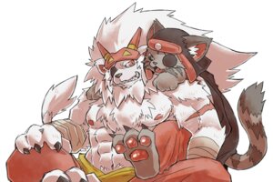 Rating: Safe Score: 0 Tags: 3:2 anthro bemani claws clothing duo e621 eye_patch eyewear felid fur hair kagetora_(pop'n_music) konami lion male mammal pantherine pop'n_music scar shibasemi shishiwaka_(pop'n_music) simple_background tail tiger white_background User: bunchy7s