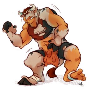Rating: Questionable Score: 0 Tags: anthro biceps biped bottomwear bovid bovine bovine_teats bovine_udders brown_hair cattle chest_tuft clothing e621 feet fur hair hooves horn human humanoid_feet kuma male mammal muscular muscular_anthro muscular_male nipples pants pecs plantigrade shirt solo spots standing tail tail_tuft tank_top teats topwear torn_clothing transformation tuft udder_balls udders white_body white_fur User: bunchy7s