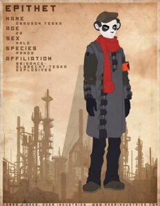 Rating: Safe Score: 0 Tags: 2009 anthro armband bear blue_eyes buckle clothing e621 english_text epithet flat_cap giant_panda gloves handwear hat headgear headwear j_axer long_coat male mammal scarf solo text User: bunchy7s