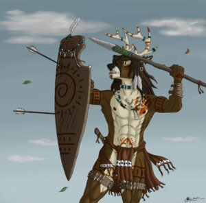 Rating: Safe Score: 0 Tags: 2014 abs ace_stryker anthro antlers armpit_hair arrow_(weapon) arrowed battle biceps biped body_hair bodypaint bottomwear brown_hair clothing deer e621 facial_paint fantasy fur hair hi_res holding_object holding_weapon horn loincloth male mammal mane markings melee_weapon muscular muscular_anthro muscular_male nipples pecs polearm ranged_weapon shield solo spear standing teeth tribal tribal_markings warrior weapon yellow_eyes User: bunchy7s
