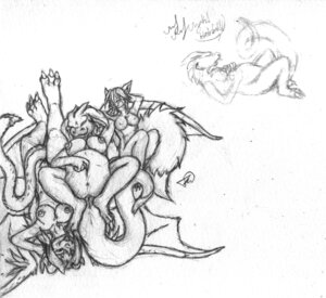 Rating: Explicit Score: 0 Tags: anthro belly breasts canid canine dragon drena e621 female forceswerwolf fox graphite_(artwork) group mammal monochrome mythological_creature mythological_scalie mythology overweight rena_ayama_(character) scalie tail tanjia traditional_media_(artwork) User: bunchy7s