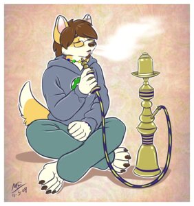 Rating: Safe Score: 0 Tags: anthro blue_clothing border brown_hair canid canine canis clothing conditional_dnp crossed_legs domestic_dog e621 ear_piercing facial_hair facial_piercing goatee green_clothing hair herding_dog hoodie hookah lip_piercing male mammal moodyferret pastoral_dog piercing smoke smoking solo sweatshirt tail topwear welsh_corgi white_border User: bunchy7s